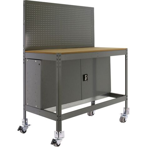Mesa de Trabajo SIMONWORK con Ruedas BT 2 cabinet 900 gris/madera (1/3)