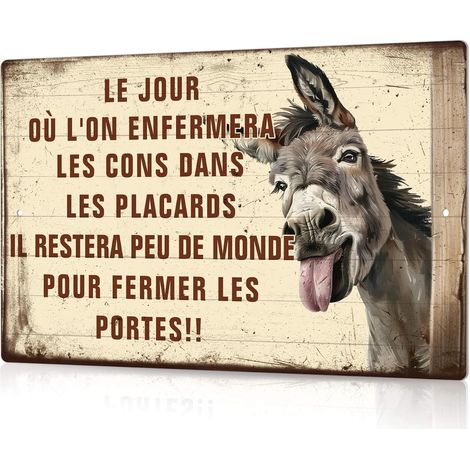 Plaque Métallique Humour Ane avec Citation Ironique, Panneau Vintage pour Décoration Murale Toilette Cuisine Salon, Plaque en Aluminium Rigide, 30x20 cm(dans Les Placards) (1/5)