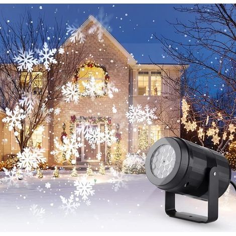 Projecteur Flocon de Neige LED - Noir - Effet dynamique - Projection HD - Rotation 360° (1/4)