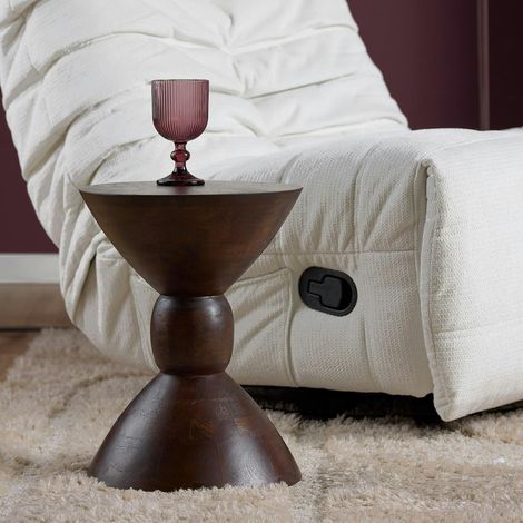 Table d'appoint en bois foncé design sablier ALMA (1/2)