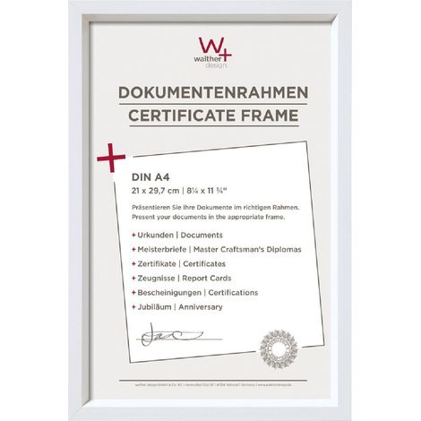 Cadre Photo Blanc 21 x 29,7 cm (DIN A4) avec Passe-Partout, Cadre en Plastique Style Acier ES130W (1/5)