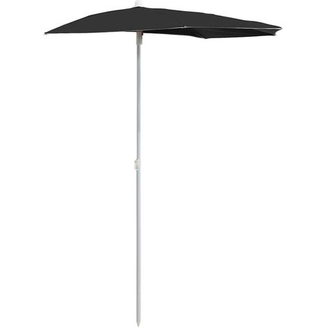 Maison Exclusive - Halb-Sonnenschirm mit Mast 180x90 cm Schwarz (1/5)