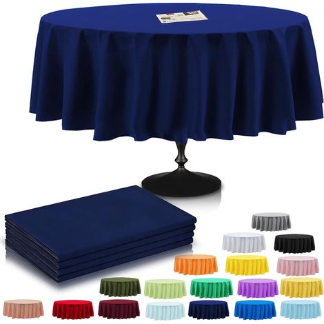 4 pièces 213cm Bleu marine Nappes Rondes Jetable Imperméable Anti-tache (1/3)