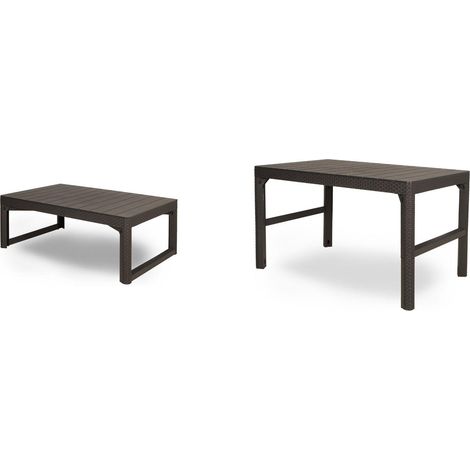 Mesa de jardín para terraza, cafetería, balcón, regulable 2 en 1, Keter marrón