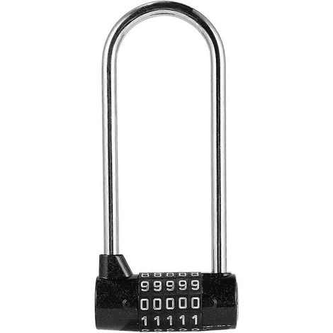 Cadenas d'extérieur, portails, cadenas pour casiers de salle de sport, cadenas de grande hauteur, cadenas à code en forme de U, cadenas à digicode-15X6.5cm-Black
