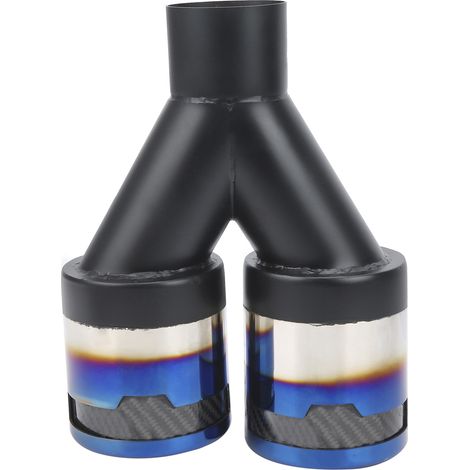 Embout d'échappement bleui, entrée 2,2 pouces, double sortie en acier inoxydable 304 universel pour voiture (1/5)