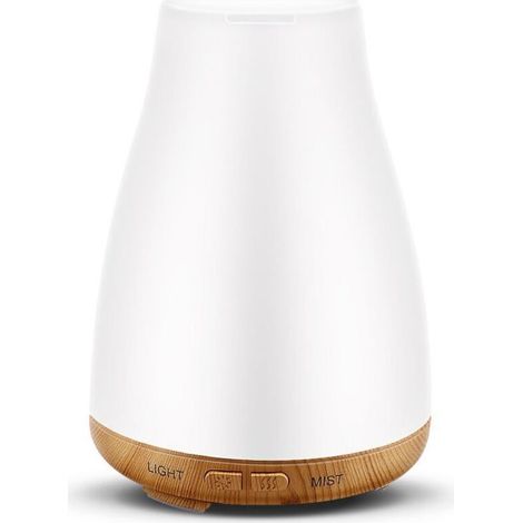 Diffuseur d’huiles essentielles 100 ml – Humidificateur air ultrasonique – Style bois avec LED 7 couleurs – Aromathérapie pour salon, chambre ou bureau (1/5)