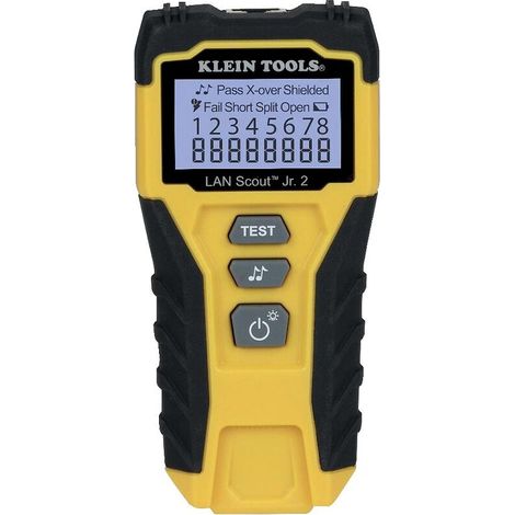 Testeur de câbles RJ45/RJ11 avec générateur de tonalité – Détection des courts-circuits et défauts de câblage – Grand écran LCD rétro-éclairé – Klein Tools