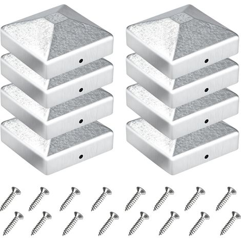 Chapeau Poteau Bois 7x7cm, 8Pcs support poteau Métal avec 16 Vis (1/5)