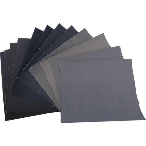 Papier de verre abrasif, grains 1500, 2000, 2500, 3000, 5000 et 7000 - Lot de 12 (1/4)