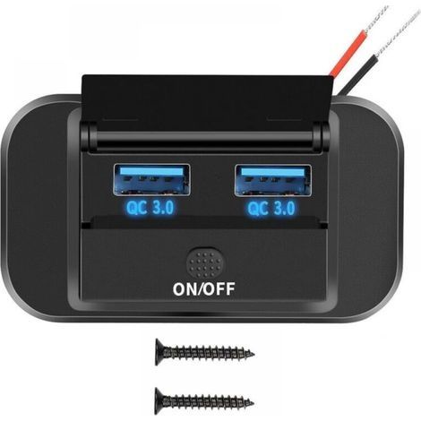 12V Prise Chargeur USB de Voiture 36W Double QC3.0 USB avec Interrupteur Étanche pour 12V/ 24V Voitures Bateaux (1/5)