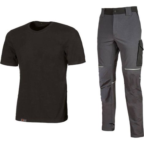 KIT T-SHIRT + PANTALONE 'WORK WEAR' tg. M (maglia black carbon / pantalone asphalt grey)