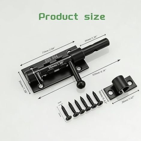 Exterior Door Latch SUS304, Black (1/4)
