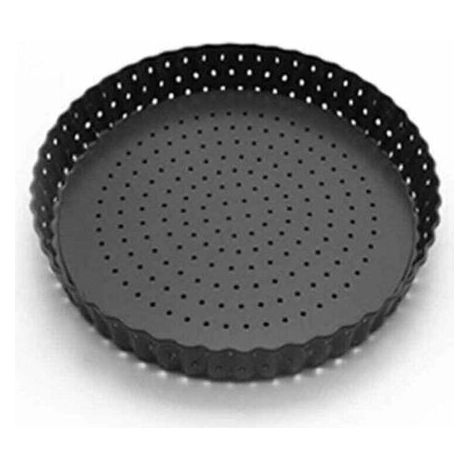 Moule à tarte perforé avec fond amovible, anti-adhésif, pour tarte à pizza, tarte à tarte ronde cannelée pour maison (1/5)