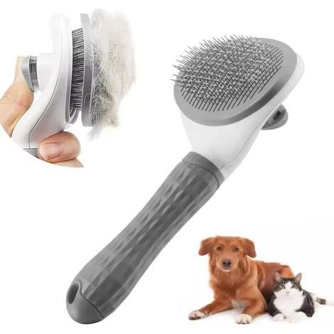 Brosse de nettoyage et peigne démêlant - Idéale pour le toilettage des chiens et chats à poils longs et courts - Outil pour éliminer les poils morts et les nœuds - Gris (1/5)