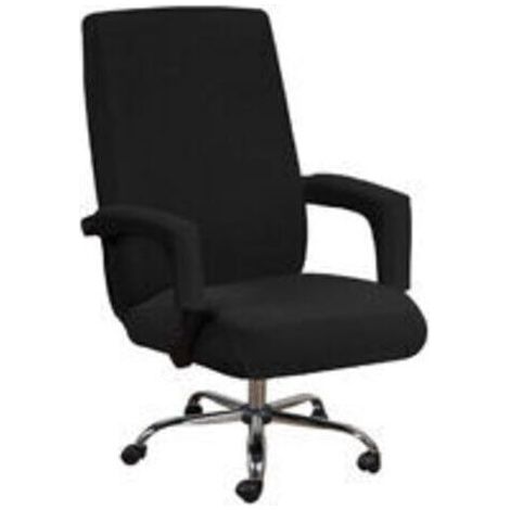 Bürostuhlbezug mit Armlehnen aus weichem und dehnbarem, rutschfestem Jacquard-Lycra, maschinenwaschbar, Polyester, (Größe L, Schwarz)