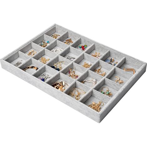 Boite A Bijoux - Boite De Rangement Pour Boucles D Oreilles Anneaux Colliers - 35 X 24 X 3 5 Cm - Fausse Peau De Mouton Impermeable Et Doublure En Velours - 1 Unite (1/5)
