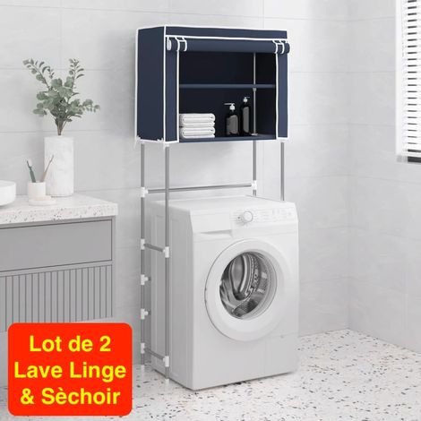 Lot de 2 Étagères de rangement à placer au dessus du lave linge et Sèchoir Bleu (1/5)