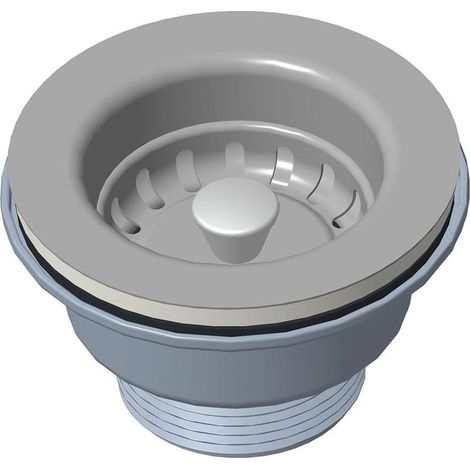Tappo per lavello da 85 mm con elementi di fissaggio in acciaio inox e anello di tenuta in PVC per il tappo di scarico in diverse installazioni di lavelli. (1/5)