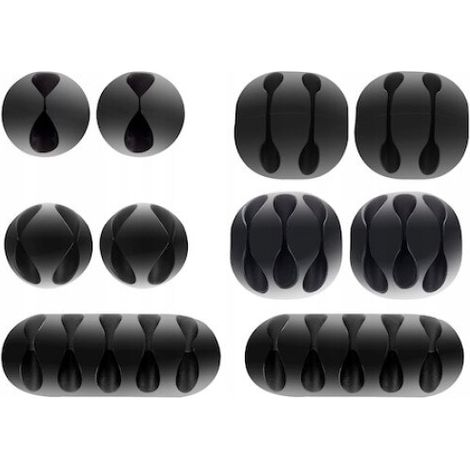 Support Organisation Cables - Auto-Adhesif - Noir - 10 Pièces - 5 Tailles Différentes (1/5)