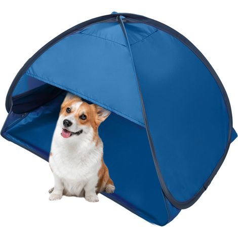 Tente Camping Pop up Chien Chat Jeu Extérieure Bleue Abri Solaire Portable Animaux Compagnie Chiots Chatons Taille L (1/5)