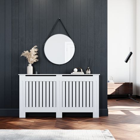 ELEGANT Large Radiator Cover White Painted Modern Design MDF Cabinet for Living Room/Bedroom/Kitchen (1/5)