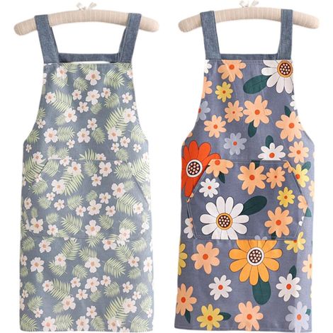 Bardusch-Tablier pour femme avec poches, tablier de chef fleuri ajustable et imperméable, idéal pour la cuisine, le jardinage, la préparation de repas, les barbecues ou la pâtisserie. (1/5)