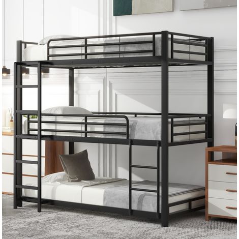 Letto castello 90x200 salvaspazio metallo nero OKMYHOME