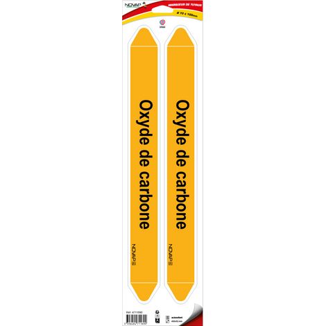 Planche de 2 marqueurs de tuyauterie 450 x 52 mm pour Ø 70 à 100 mm - Oxyde de carbone - 4711690 (1/2)