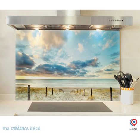 Fond de hotte : Chemin et plage - Verre trempé - 90 cm - 60 cm (1/5)