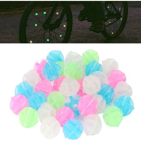 Lot de 36 perles phosphorescentes pour rayons de vélo - Réflecteurs décoratifs pour roues - Décoration de rayons pour enfants - Perles de vélo lumineuses (1/4)