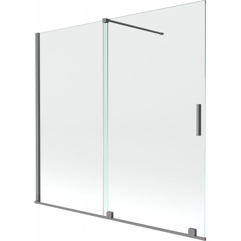 Paroi de bain coulissante à 2 vantaux Mexen Velar 170 x 150 cm, transparent, gun métal - 896-170-000-01-95 (1/2)