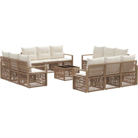 Gartensofa-set 13 pcs Beige Poly-Rattan vidaXL