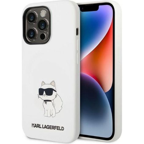 Custodia per iPhone 14 Pro Karl Lagerfeld in silicone modello Choupette, bianca (1/5)