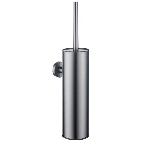 Fortifura Calvi porte-brosse de toilette - modèle fermé - mural - rond - gunmetal (1/4)
