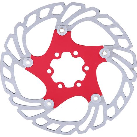 Disque de frein flottant 160mm 6 trous VTT vélo route, frein à disque vélo rouge argent (1/5)