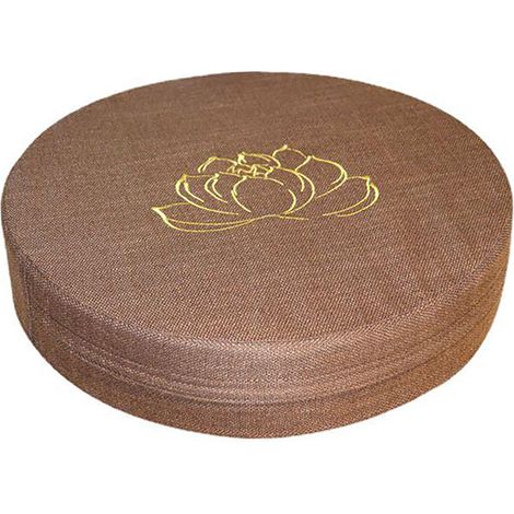 Coussin de Méditation Rond en Mousse Ferme, Housse Détachable en Lin Lavable pour Salon, Tatami ou Balcon, Couleur Marron (1/5)