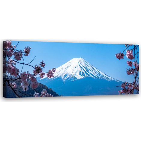Tableau sur toile Fleurs de cerisier et mont Fuji 90x30 (1/5)