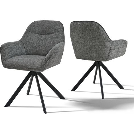 Goeurvant 360° Drehstühle mit weichem Sitz, eleganter, geschwungener Rückenlehne und ergonomischen Armlehnen, stilvoller Komfort für jedes Zimmer - 2er Set - Grau/Grün - Chenille