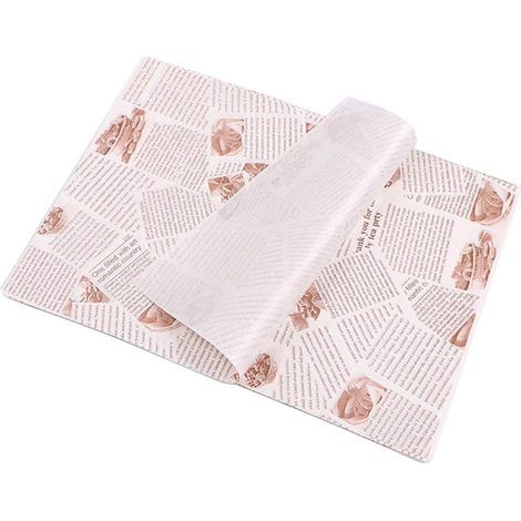 100 Sheets of Food and Sandwich Paper, Food Wrapping Paper, Baking Deli Basket Liner, Greaseproof Packaging for Cake/Gift/Cheese Burger/Sandwich/Bread (1/5)