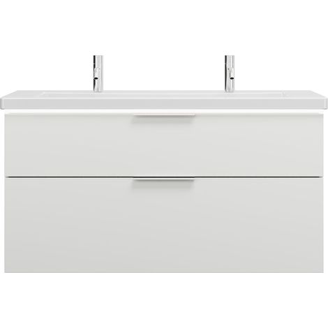 burgbad Eqio lavabo en céramique avec 2 trous pour robinetterie, (1/2)
