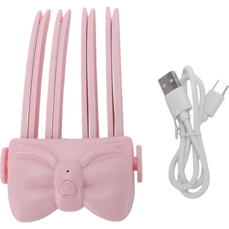 Pince à racine de cheveux rechargeable sans fil chauffante volumisante 4 griffes portable 2 niveaux de température réglables pour maison, voyage rose (1/5)