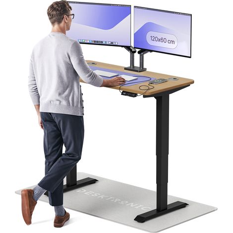 Desktronic Bureau assis debout HomePro - 120x60cm - Chêne/Noir