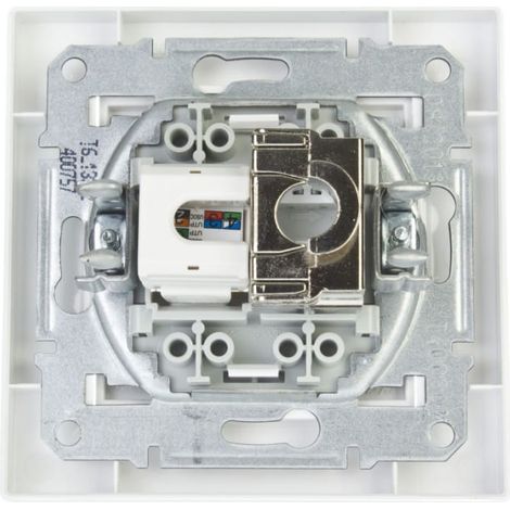 Asfora Cat. 5e RJ45 + RJ12 weiße Datenkommunikationsbuchse mit Rahmen EPH4900121
