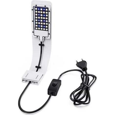 Lampe d’aquarium à pince ultrafine – 40 LED (blanc/bleu), 8 W, design compact blanc – Classe énergétique F (1/4)