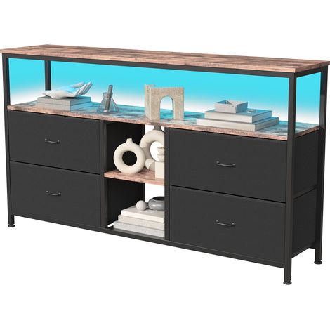 Meuble TV Noir,Meuble de Télévision avec Éclairage LED, pour Salon, Salle à Manger, Chambre, Rangement Pratique ,137x30x78cm
