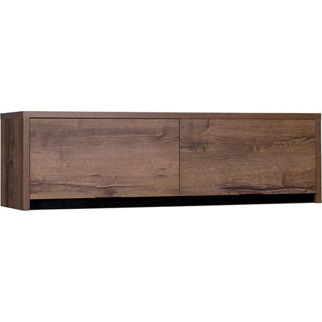 Armario de pared Fivelbo 111, Roble del Monastery + Negro brillante, 32x120cm, Número de puertas: 235cm, Estanterías, Aglomerado laminado