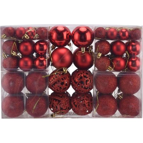 Stabile Weihnachtskugeln aus Kunststoff, 100 Stück, für drinnen und draußen, roter Baumschmuck
