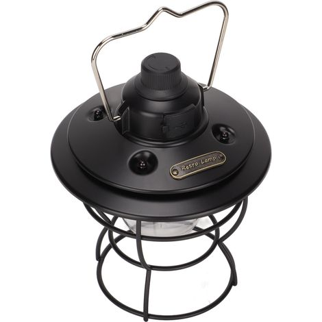 Vintage LED-Campinglaterne mit 3 Lichtmodi, USB-Stromversorgung, Tragegriff, einstellbarer Helligkeit und tragbarer Campinglaterne (1/5)
