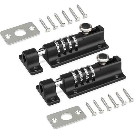 Set mit 2 Zahlenschlössern, Codeschlössern, Zahlenschlössern für Zwinger, Scheunen, Schuppen, Lagerhallen, schwarz (1/5)